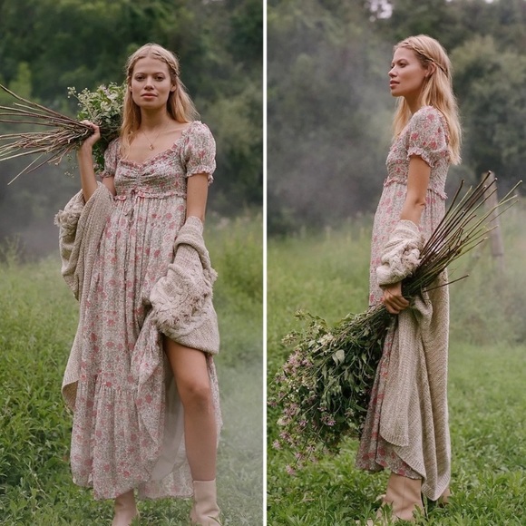 Anthropologie Wildflower Tiered Maxi 